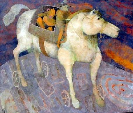 Sabogal, Out for a Ride, 38x44 inch Original Painting, $6,500 Unframed